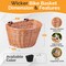 Wicker Front Cargo Bike Basket - Perfect for Riders of All Ages and Genders - for Beach Cruiser, Stationary Bike, E-bike, or Road Bike with Stylish Faux Leather Straps